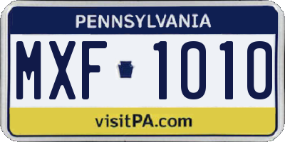 PA license plate MXF1010