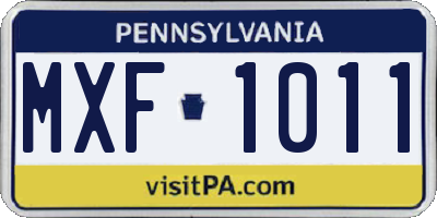 PA license plate MXF1011