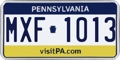 PA license plate MXF1013