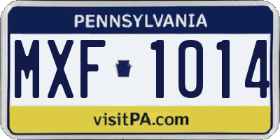 PA license plate MXF1014