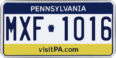 PA license plate MXF1016
