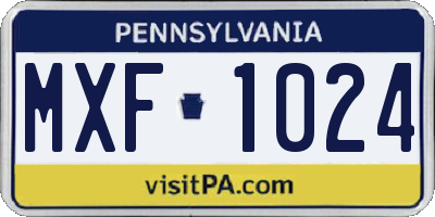 PA license plate MXF1024