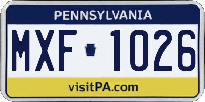 PA license plate MXF1026