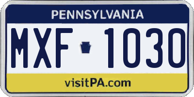 PA license plate MXF1030