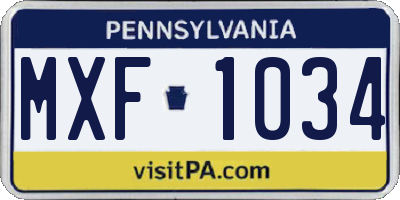 PA license plate MXF1034