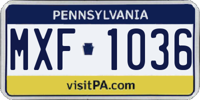 PA license plate MXF1036