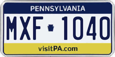 PA license plate MXF1040