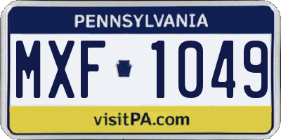 PA license plate MXF1049