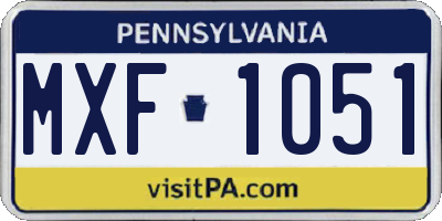 PA license plate MXF1051