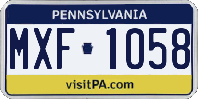 PA license plate MXF1058