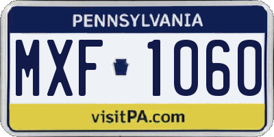 PA license plate MXF1060