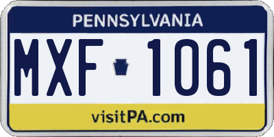 PA license plate MXF1061