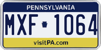 PA license plate MXF1064