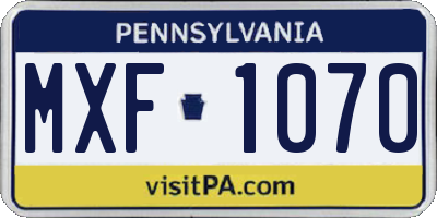 PA license plate MXF1070