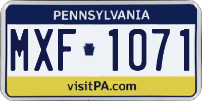 PA license plate MXF1071