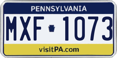PA license plate MXF1073
