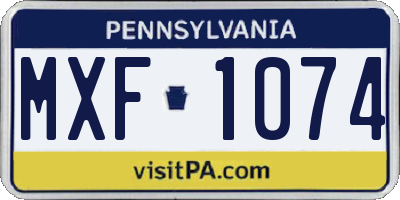 PA license plate MXF1074