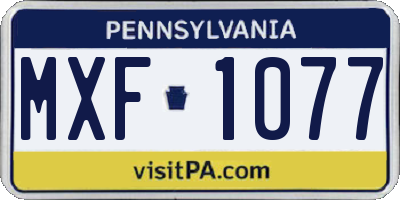 PA license plate MXF1077