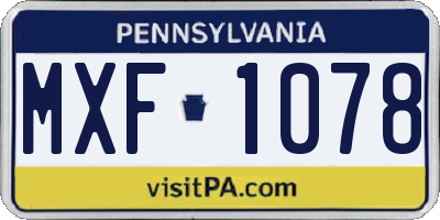 PA license plate MXF1078