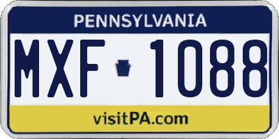 PA license plate MXF1088