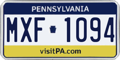 PA license plate MXF1094