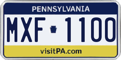 PA license plate MXF1100