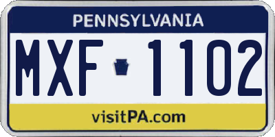 PA license plate MXF1102