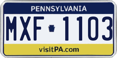 PA license plate MXF1103