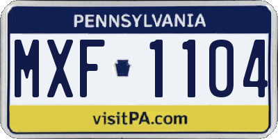PA license plate MXF1104