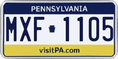PA license plate MXF1105