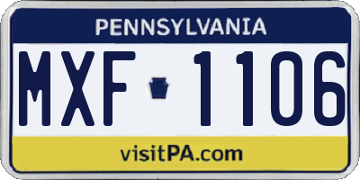 PA license plate MXF1106