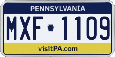 PA license plate MXF1109