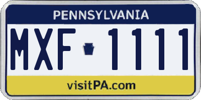 PA license plate MXF1111