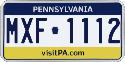 PA license plate MXF1112