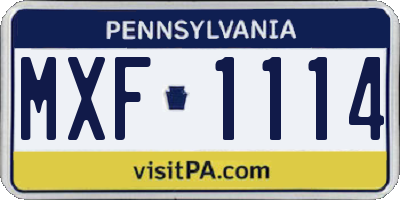 PA license plate MXF1114
