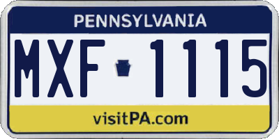 PA license plate MXF1115