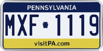 PA license plate MXF1119