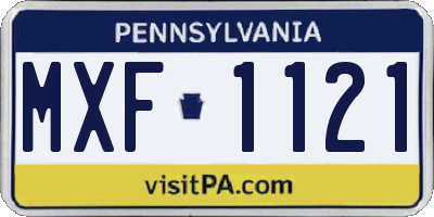PA license plate MXF1121