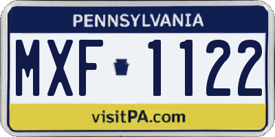PA license plate MXF1122