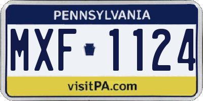PA license plate MXF1124