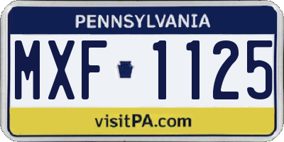 PA license plate MXF1125