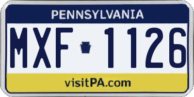 PA license plate MXF1126