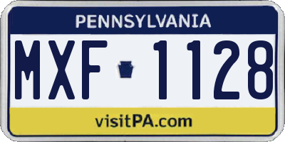 PA license plate MXF1128