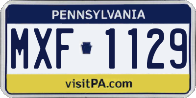 PA license plate MXF1129