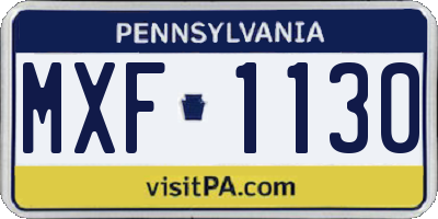 PA license plate MXF1130