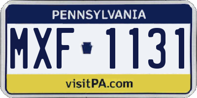 PA license plate MXF1131