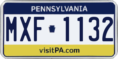 PA license plate MXF1132