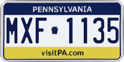PA license plate MXF1135