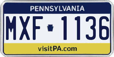 PA license plate MXF1136