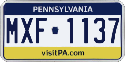 PA license plate MXF1137